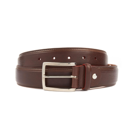 Leather Belt - Brown with Red Detailing