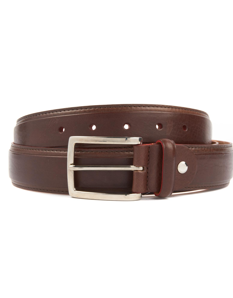 Leather Belt with Red Detailing