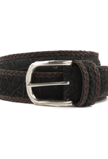 Matte Alligator Belt with Braided Leather Border