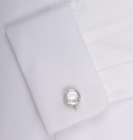 White Faceted Crystal in 925 Sterling Silver Cufflinks