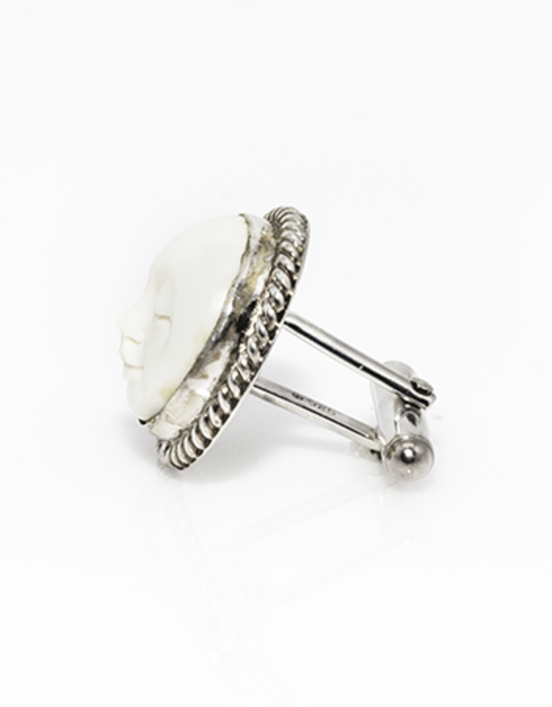 Hand-carved Bone Silver Cufflinks