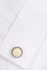 Hand-carved Bone Silver Cufflinks