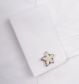 Starfish Hand-carved Mother of Pearl in 950 Sterling Silver Cufflinks