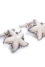 Starfish Hand-carved Mother of Pearl in 950 Sterling Silver Cufflinks