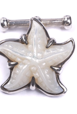 Starfish Hand-carved Mother of Pearl in 950 Sterling Silver Cufflinks