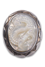 Hand carved Mother of Pearl Naga in 950 Sterling Silver Cufflinks