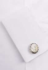 Hand carved Mother of Pearl Naga in 950 Sterling Silver Cufflinks