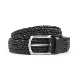 Braided Leather Belt - Black