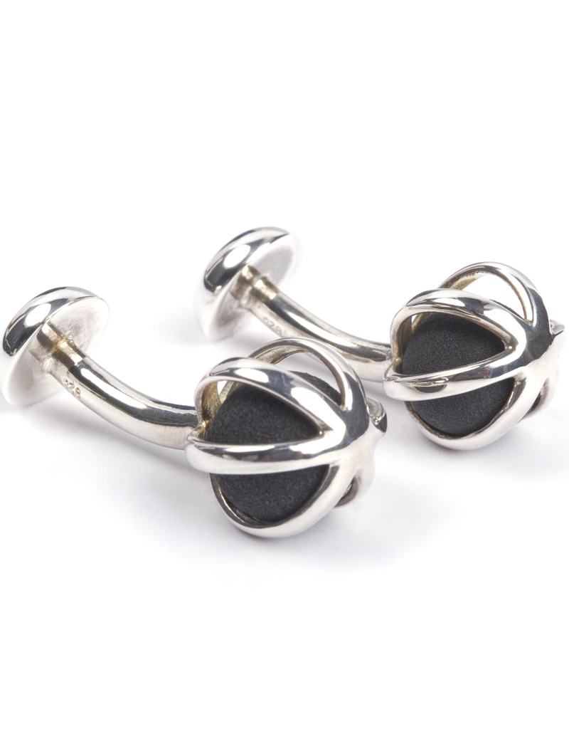 Lava Cage 925 Sterling Silver Cufflinks