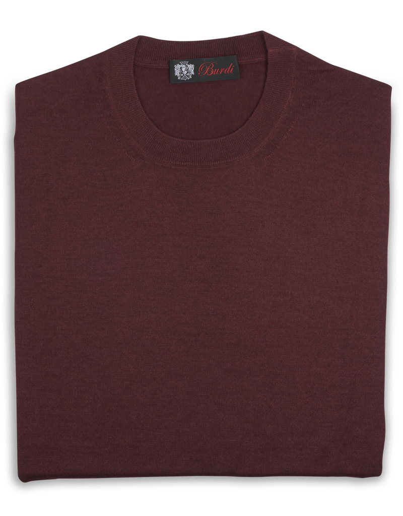 Diamante Cashmere and Silk Crew Neck Sweater Maroon