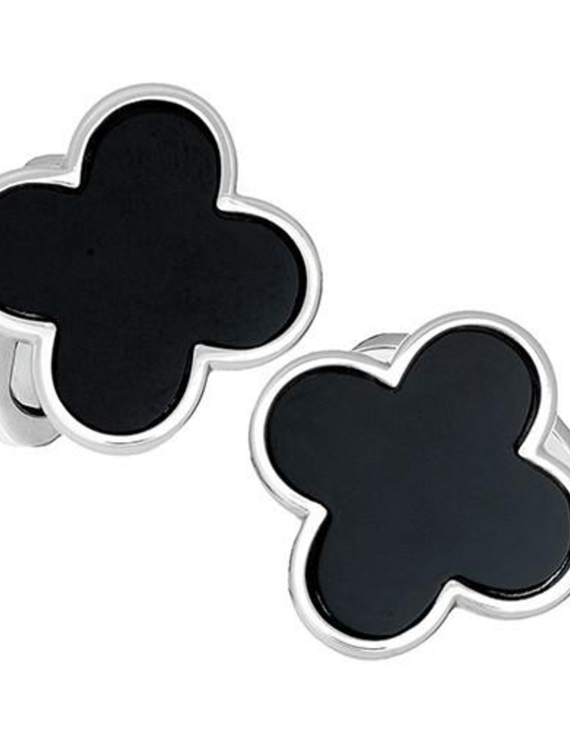 Sterling Silver Onyx Clover Cufflinks