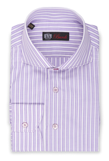 100% Cotton Striped Shirt in Light Purple