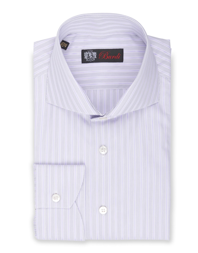 100% Cotton Striped Shirt in Lavender
