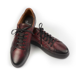 Dress Leather Sneakers, Rubber Sole, Handstained