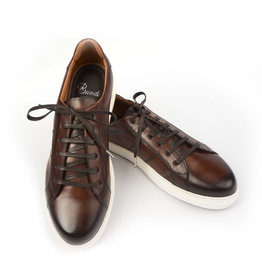 Dress Leather Sneakers, Rubber Sole, Handstained