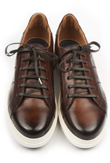 Dress Leather Sneakers, Rubber Sole, Handstained