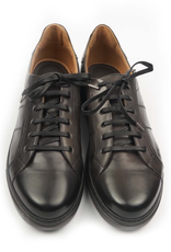 Dress Leather Sneakers, Rubber Sole, Handstained