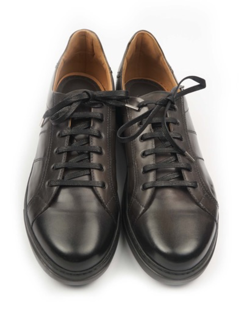 Dress Leather Sneakers, Rubber Sole, Handstained