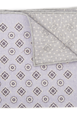 Printed Medallion Pocket Square, Lavender & Gray