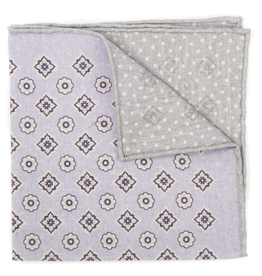 Printed Medallion Pocket Square, Lavender & Gray