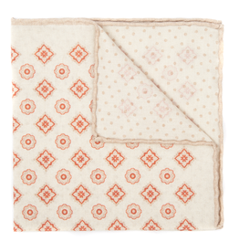 Printed Medallion Pocket Square, Tan & Rust