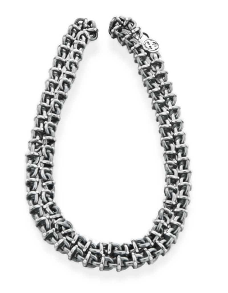 Chain with Round Studded Links in 925 Sterling Silver