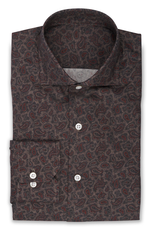 100% Cotton Printed Paisley Shirt in Black and Grey