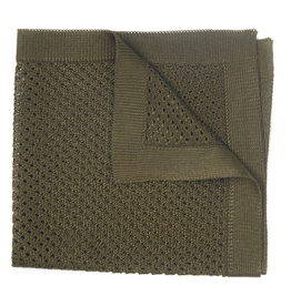 Silk Knit Pocket Square, Olive