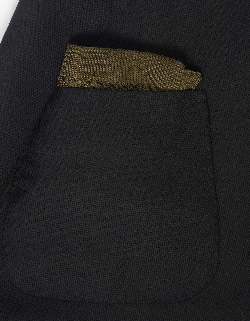 Silk Knit Pocket Square, Olive