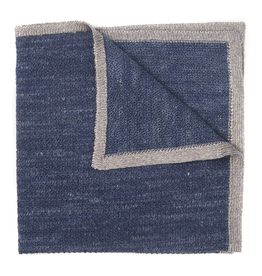 Knit Pocket Square with Border, Navy & Gray