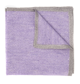 Knit Pocket Square with Border, Lilac & Gray