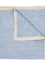 Knit Pocket Square with Border, Light Blue & Platinum