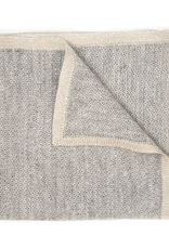 Knit Pocket Square with Border, Light Gray & Platinum