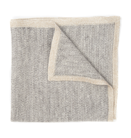 Knit Pocket Square with Border, Light Gray & Platinum
