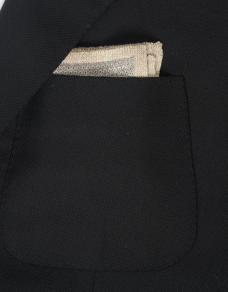 Knit Pocket Square with Border, Light Gray & Platinum