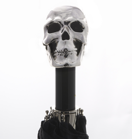 Black Compact Umbrella with Skull Handle