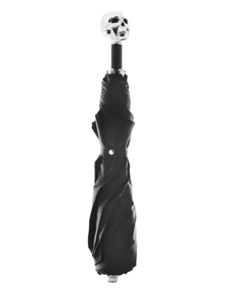 Black Compact Umbrella with Skull Handle