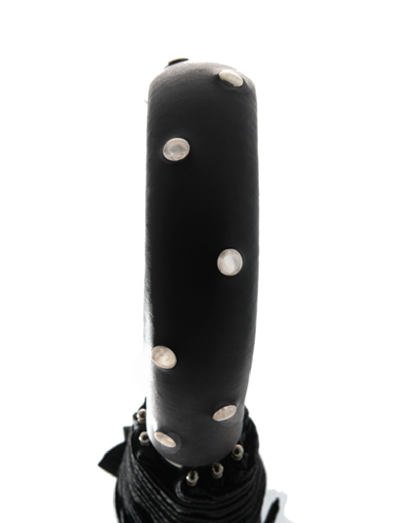 Black Compact Umbrella with Studded Handle