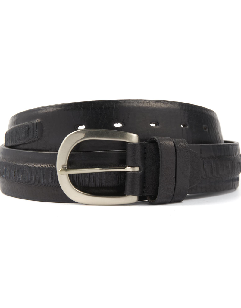 Leather Belt with textured stripe