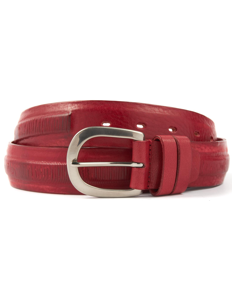 Leather Belt with textured stripe