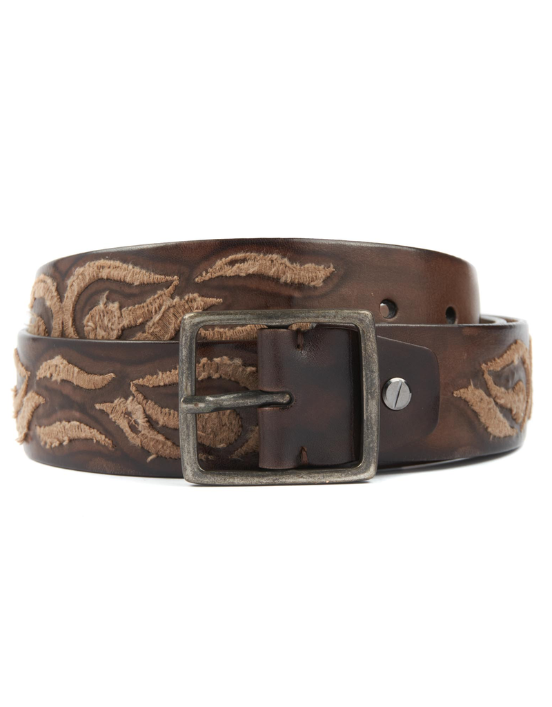 Embroidered Hand-dyed Vacchetta Leather Belt