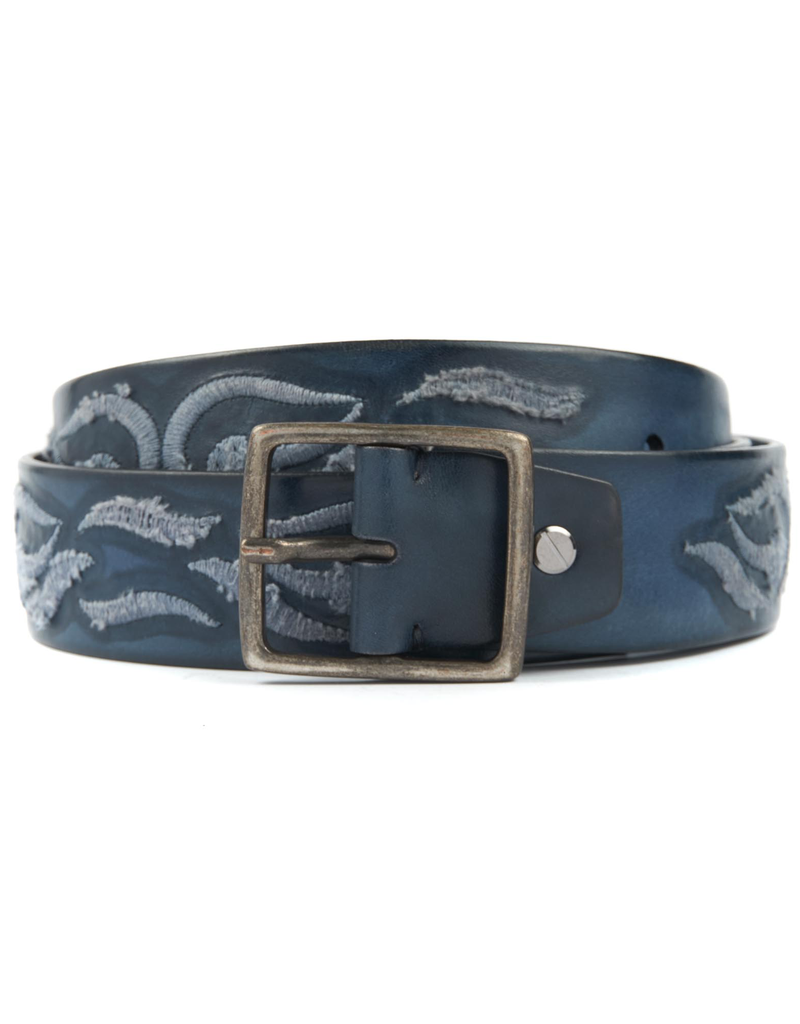 Embroidered Hand-dyed Vacchetta Leather Belt