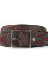 Embroidered Hand-dyed Vacchetta Leather Belt