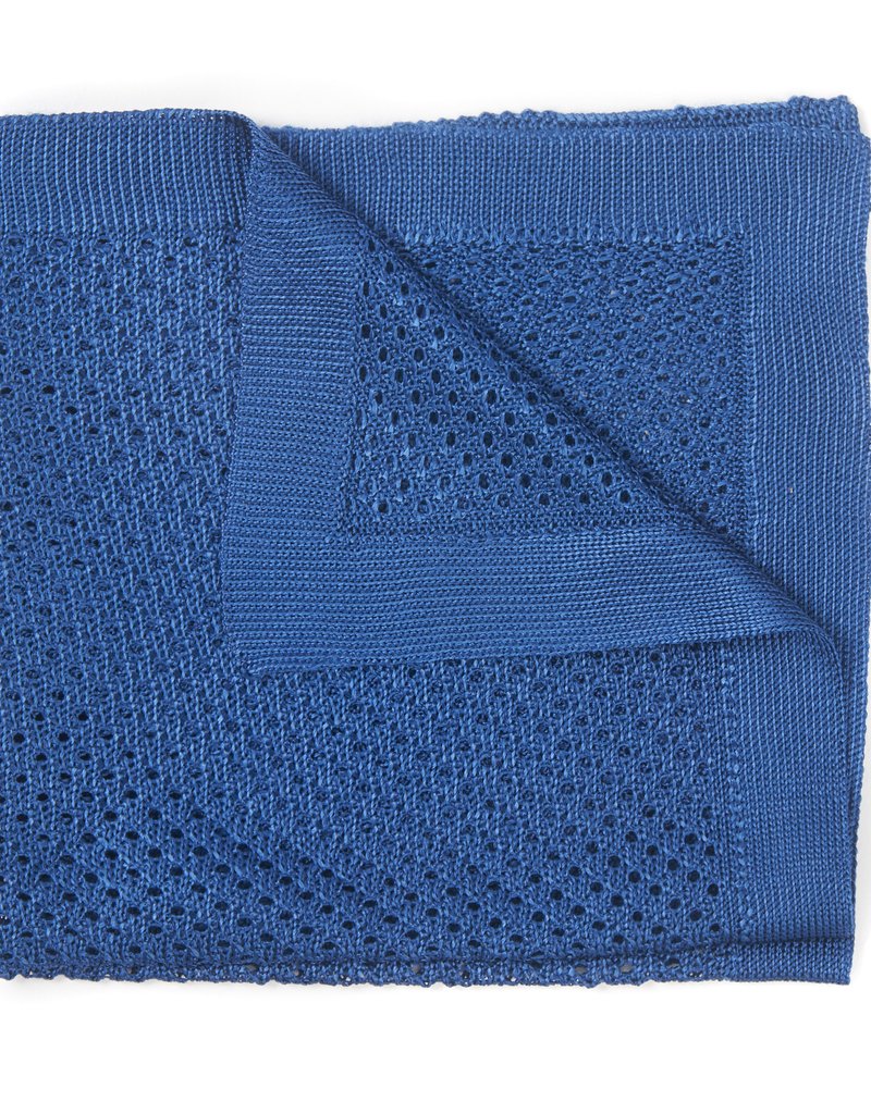 Silk Knit Pocket Square, Blue