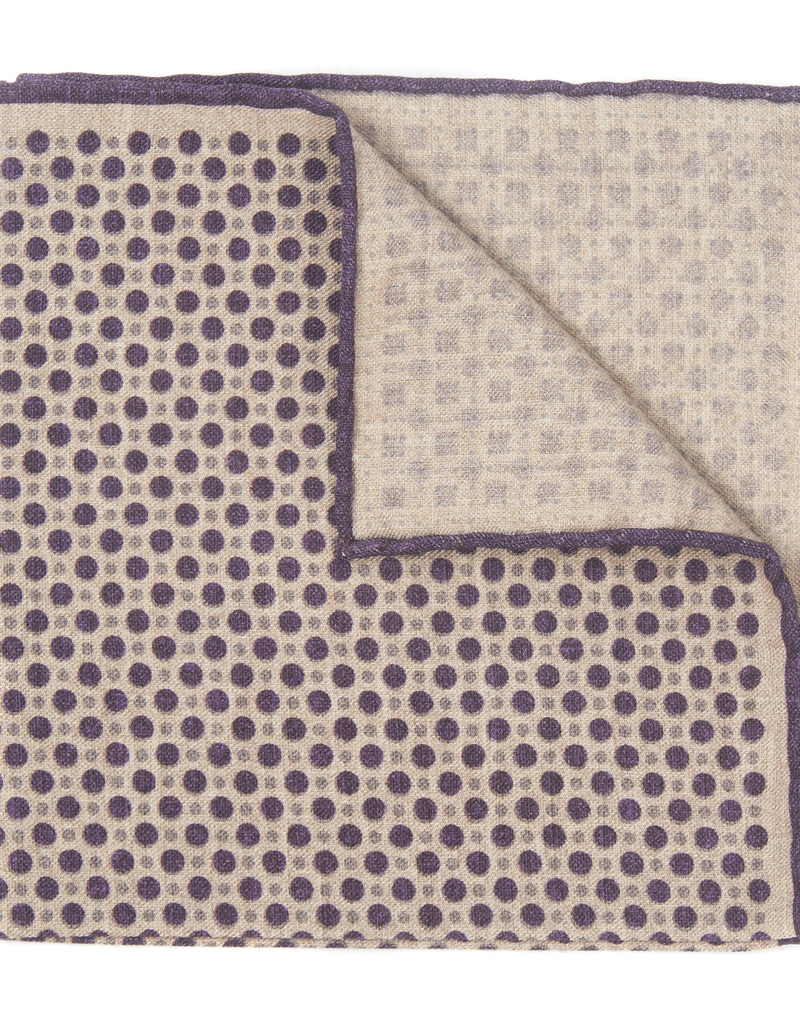 Printed Circles Pocket Square, Taupe & Purple