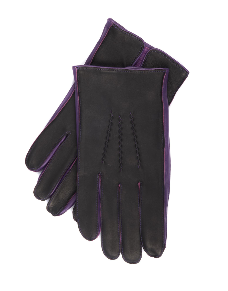 Leather Gloves, Contrast Side Walls & Cashmere Lining