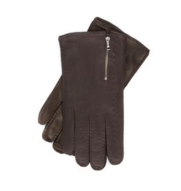 Nappa Leather Gloves Cashmere Lined, Zip detail - P-16568