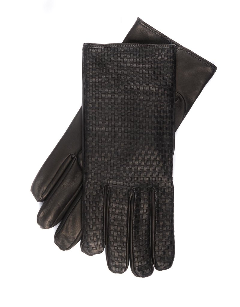 Braided Nappa Leather Gloves, Cashmere lined