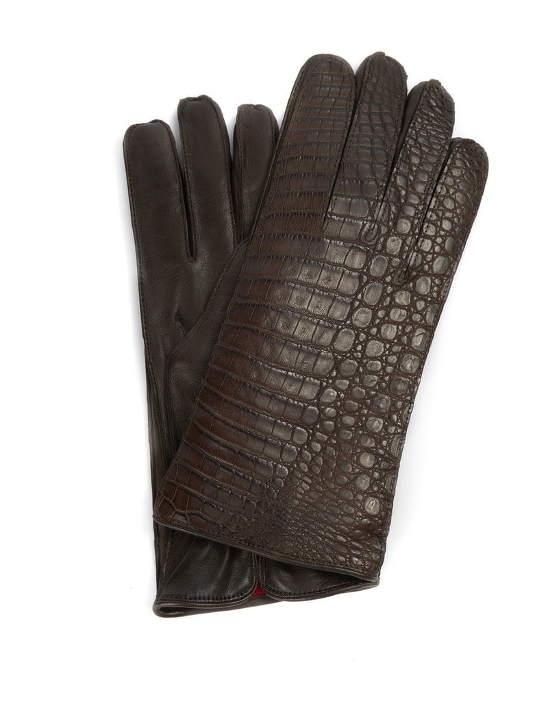 Crocodile Skin / Lambskin Gloves with 100% Cashmere lining