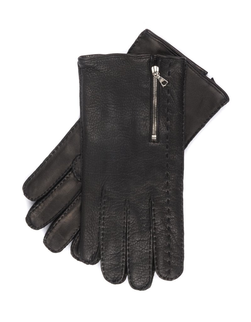 Nappa Leather Gloves Cashmere Lined, Zip detail - P-16572